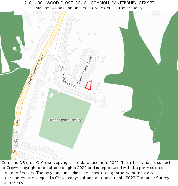 7, CHURCH WOOD CLOSE, ROUGH COMMON, CANTERBURY, CT2 9BT: Location map and indicative extent of plot