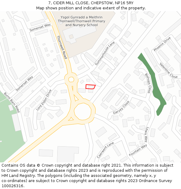 7, CIDER MILL CLOSE, CHEPSTOW, NP16 5RY: Location map and indicative extent of plot