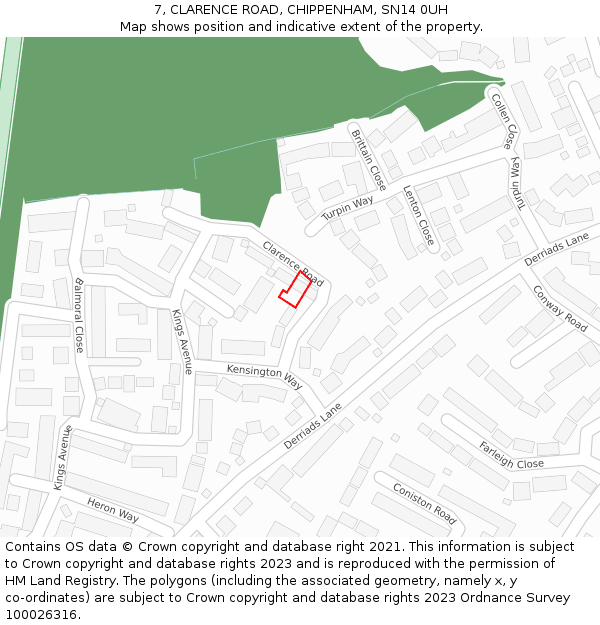 7, CLARENCE ROAD, CHIPPENHAM, SN14 0UH: Location map and indicative extent of plot