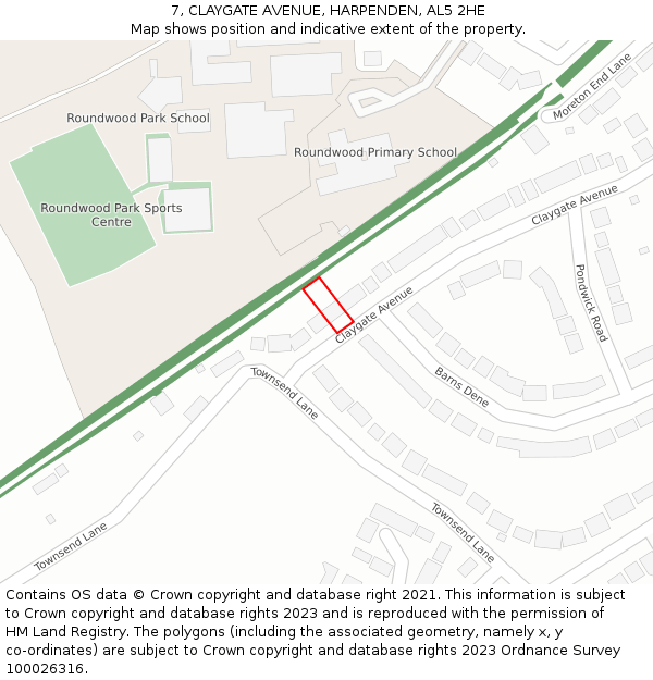 7, CLAYGATE AVENUE, HARPENDEN, AL5 2HE: Location map and indicative extent of plot