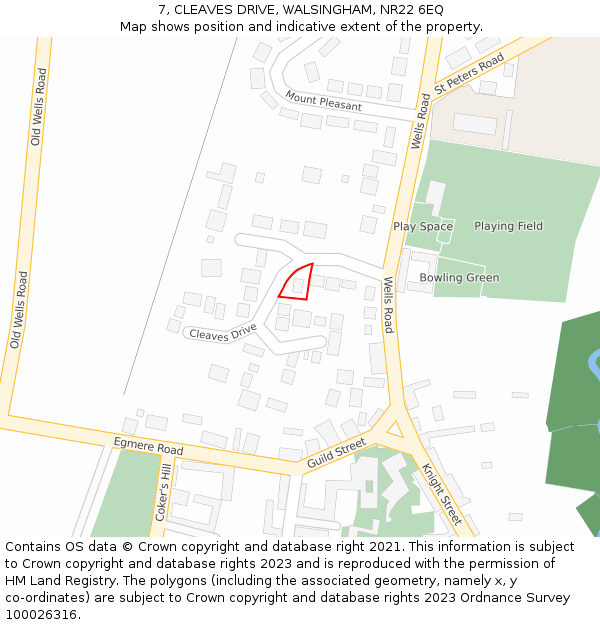 7, CLEAVES DRIVE, WALSINGHAM, NR22 6EQ: Location map and indicative extent of plot