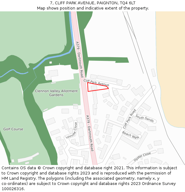 7, CLIFF PARK AVENUE, PAIGNTON, TQ4 6LT: Location map and indicative extent of plot