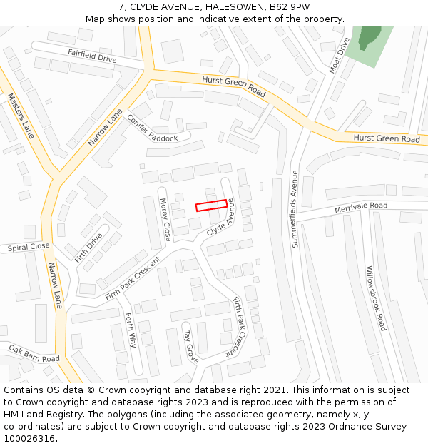 7, CLYDE AVENUE, HALESOWEN, B62 9PW: Location map and indicative extent of plot