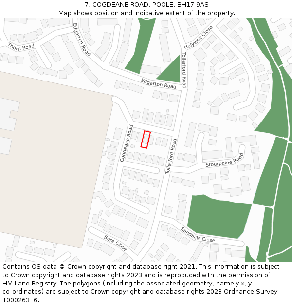 7, COGDEANE ROAD, POOLE, BH17 9AS: Location map and indicative extent of plot
