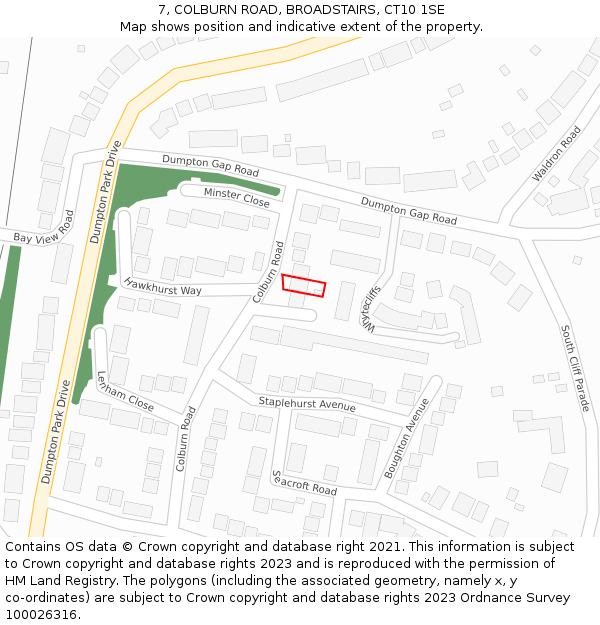 7, COLBURN ROAD, BROADSTAIRS, CT10 1SE: Location map and indicative extent of plot