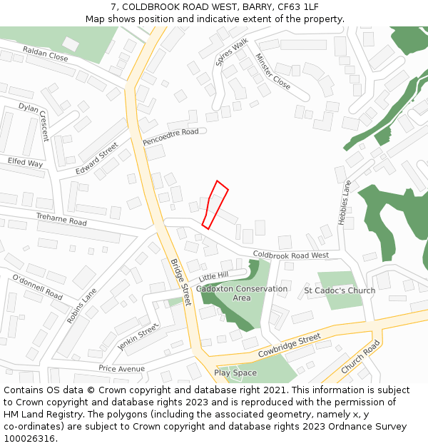 7, COLDBROOK ROAD WEST, BARRY, CF63 1LF: Location map and indicative extent of plot