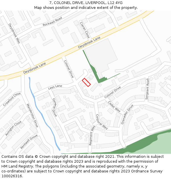 7, COLONEL DRIVE, LIVERPOOL, L12 4YG: Location map and indicative extent of plot