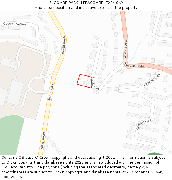 7, COMBE PARK, ILFRACOMBE, EX34 9NY: Location map and indicative extent of plot