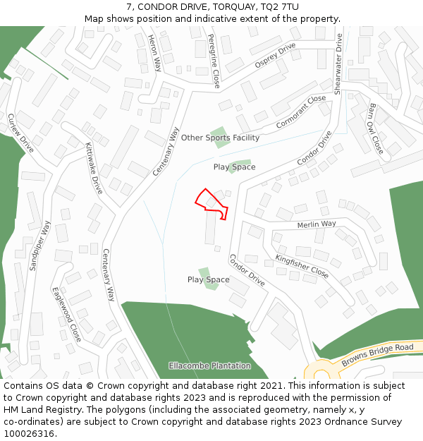 7, CONDOR DRIVE, TORQUAY, TQ2 7TU: Location map and indicative extent of plot