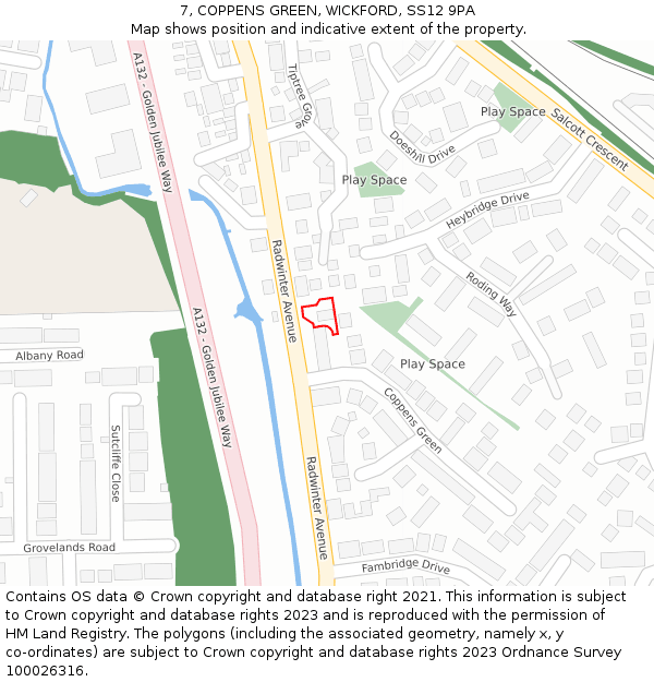 7, COPPENS GREEN, WICKFORD, SS12 9PA: Location map and indicative extent of plot