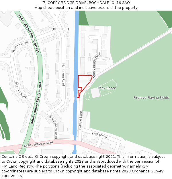 7, COPPY BRIDGE DRIVE, ROCHDALE, OL16 3AQ: Location map and indicative extent of plot