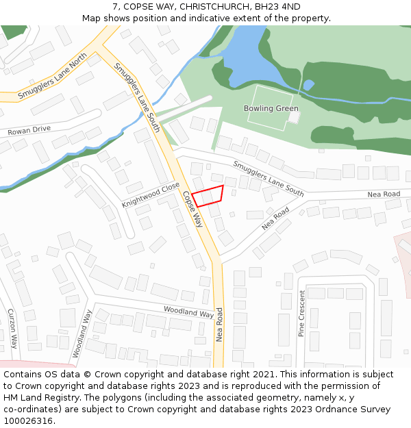 7, COPSE WAY, CHRISTCHURCH, BH23 4ND: Location map and indicative extent of plot