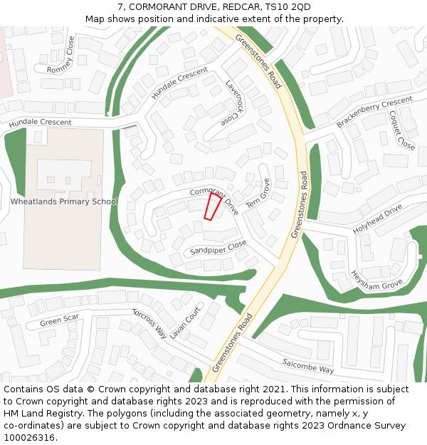 7, CORMORANT DRIVE, REDCAR, TS10 2QD: Location map and indicative extent of plot