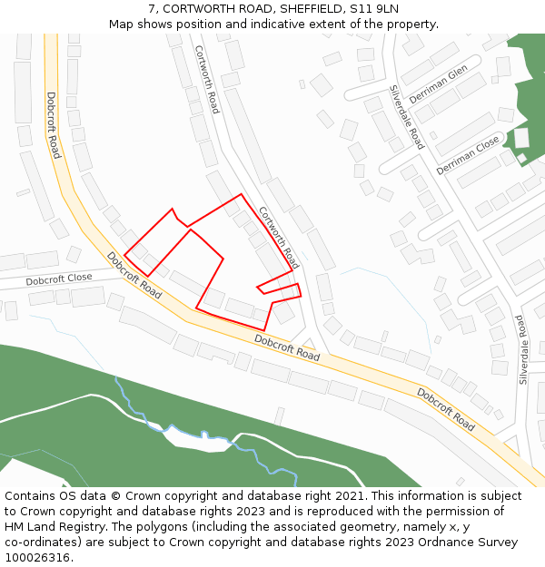 7, CORTWORTH ROAD, SHEFFIELD, S11 9LN: Location map and indicative extent of plot