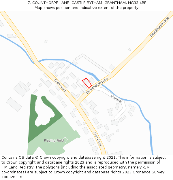 7, COUNTHORPE LANE, CASTLE BYTHAM, GRANTHAM, NG33 4RF: Location map and indicative extent of plot