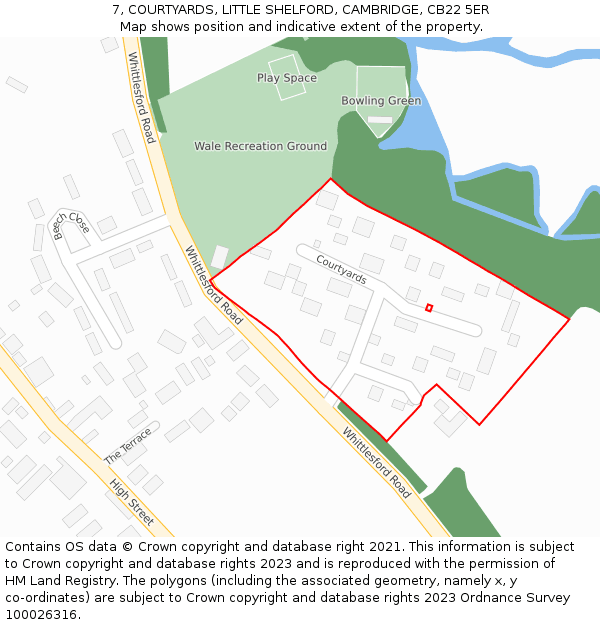 7, COURTYARDS, LITTLE SHELFORD, CAMBRIDGE, CB22 5ER: Location map and indicative extent of plot