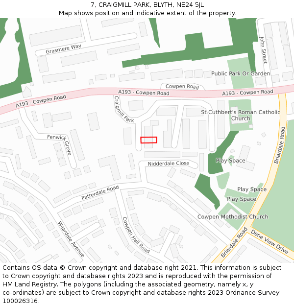 7, CRAIGMILL PARK, BLYTH, NE24 5JL: Location map and indicative extent of plot
