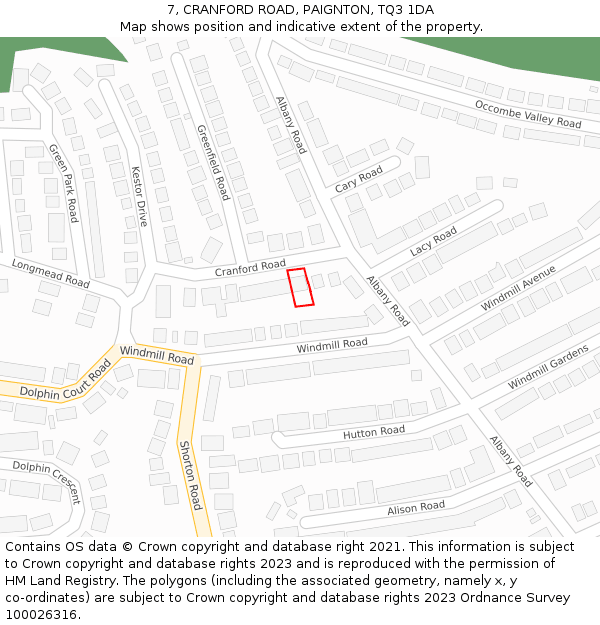 7, CRANFORD ROAD, PAIGNTON, TQ3 1DA: Location map and indicative extent of plot