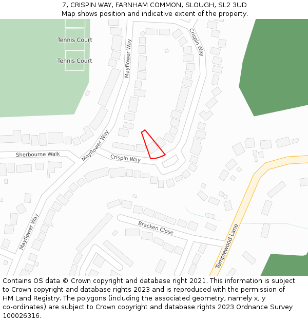 7, CRISPIN WAY, FARNHAM COMMON, SLOUGH, SL2 3UD: Location map and indicative extent of plot