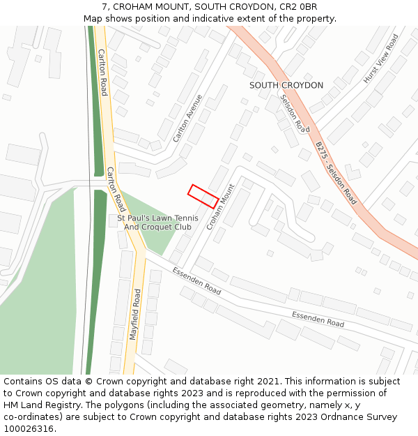 7, CROHAM MOUNT, SOUTH CROYDON, CR2 0BR: Location map and indicative extent of plot