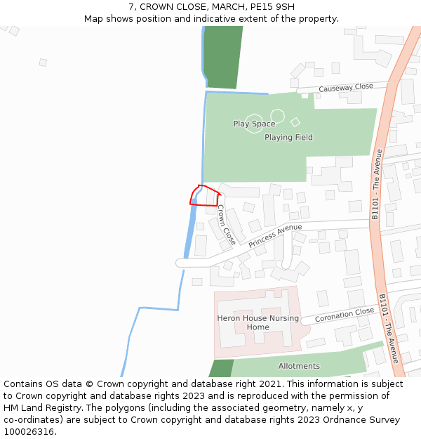 7, CROWN CLOSE, MARCH, PE15 9SH: Location map and indicative extent of plot