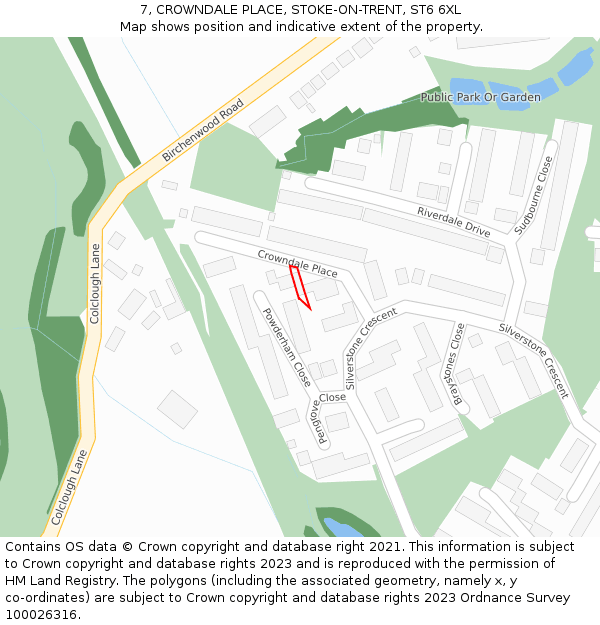 7, CROWNDALE PLACE, STOKE-ON-TRENT, ST6 6XL: Location map and indicative extent of plot