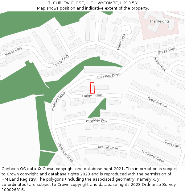 7, CURLEW CLOSE, HIGH WYCOMBE, HP13 5JY: Location map and indicative extent of plot