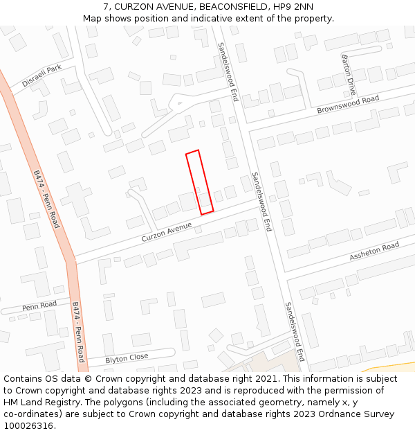 7, CURZON AVENUE, BEACONSFIELD, HP9 2NN: Location map and indicative extent of plot