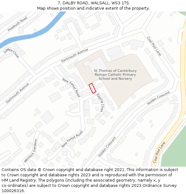 7, DALBY ROAD, WALSALL, WS3 1TS: Location map and indicative extent of plot