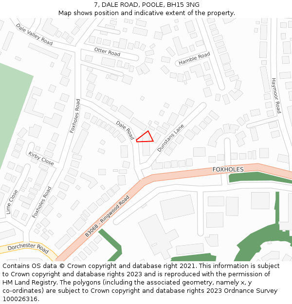 7, DALE ROAD, POOLE, BH15 3NG: Location map and indicative extent of plot