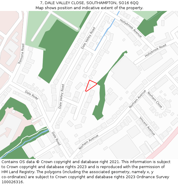 7, DALE VALLEY CLOSE, SOUTHAMPTON, SO16 6QQ: Location map and indicative extent of plot