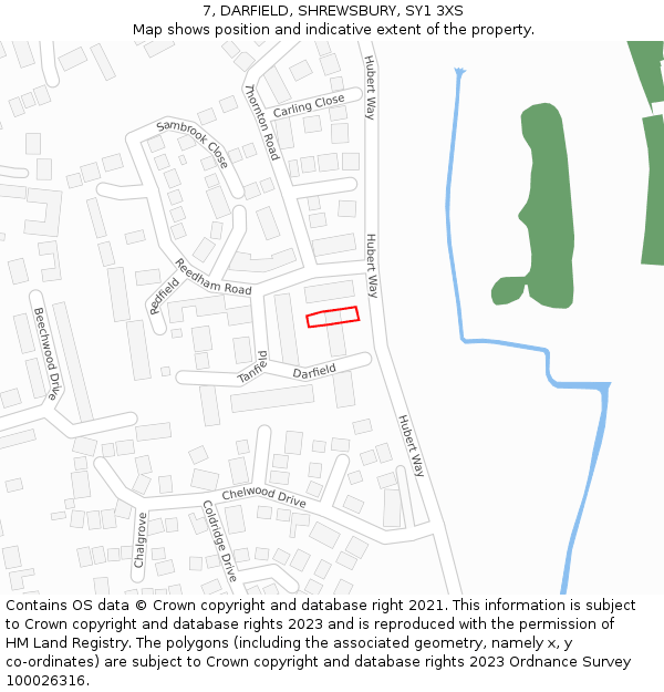 7, DARFIELD, SHREWSBURY, SY1 3XS: Location map and indicative extent of plot