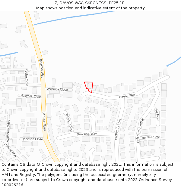 7, DAVOS WAY, SKEGNESS, PE25 1EL: Location map and indicative extent of plot