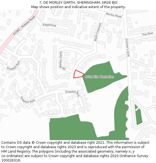 7, DE MORLEY GARTH, SHERINGHAM, NR26 8JG: Location map and indicative extent of plot