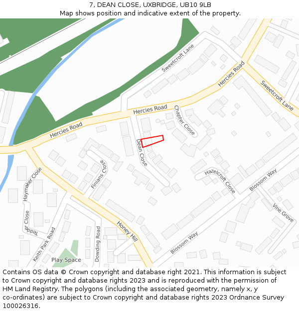 7, DEAN CLOSE, UXBRIDGE, UB10 9LB: Location map and indicative extent of plot