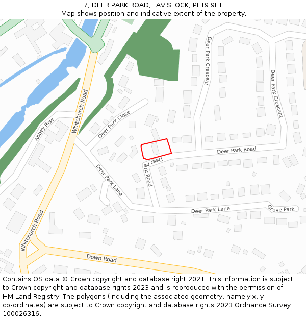 7, DEER PARK ROAD, TAVISTOCK, PL19 9HF: Location map and indicative extent of plot
