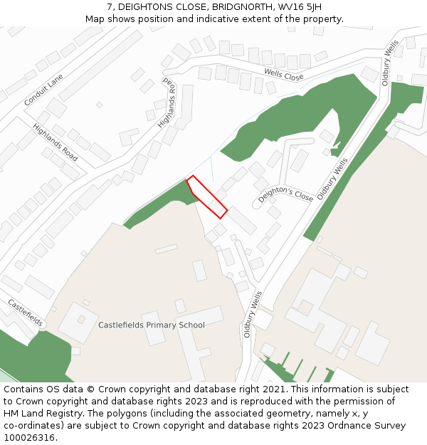 7, DEIGHTONS CLOSE, BRIDGNORTH, WV16 5JH: Location map and indicative extent of plot