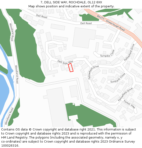 7, DELL SIDE WAY, ROCHDALE, OL12 6XX: Location map and indicative extent of plot