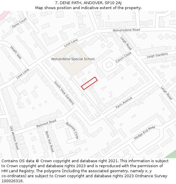 7, DENE PATH, ANDOVER, SP10 2AJ: Location map and indicative extent of plot