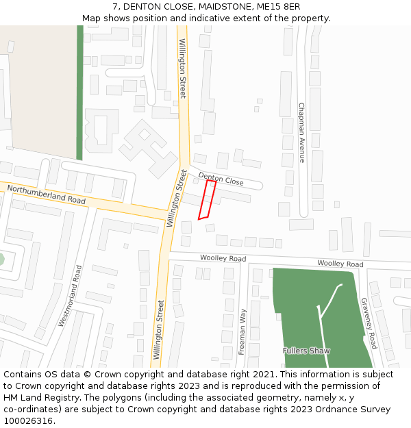 7, DENTON CLOSE, MAIDSTONE, ME15 8ER: Location map and indicative extent of plot