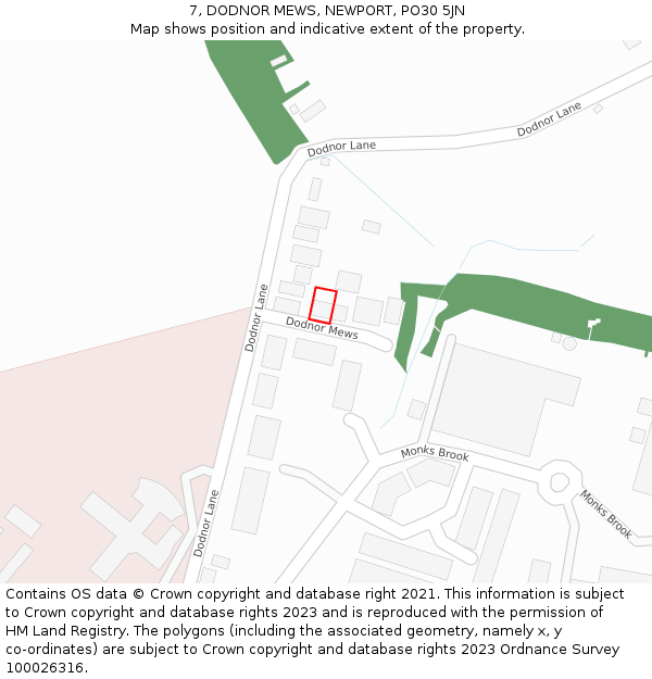 7, DODNOR MEWS, NEWPORT, PO30 5JN: Location map and indicative extent of plot