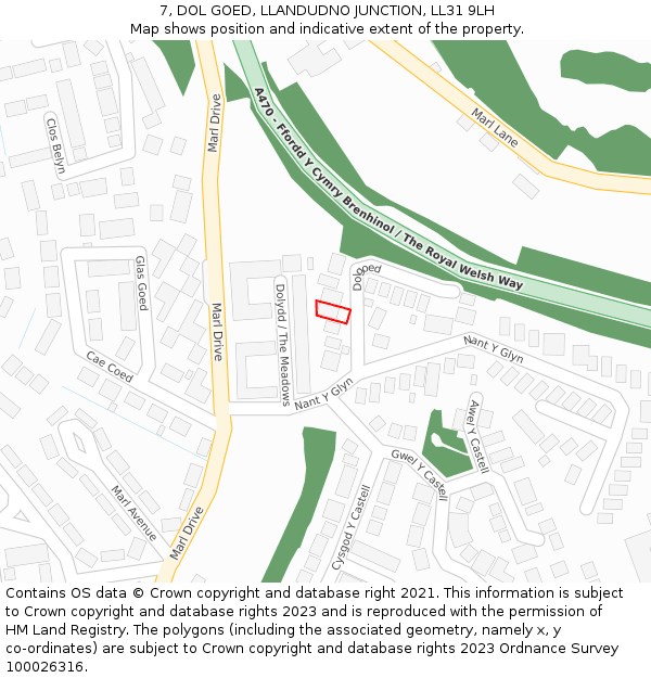 7, DOL GOED, LLANDUDNO JUNCTION, LL31 9LH: Location map and indicative extent of plot