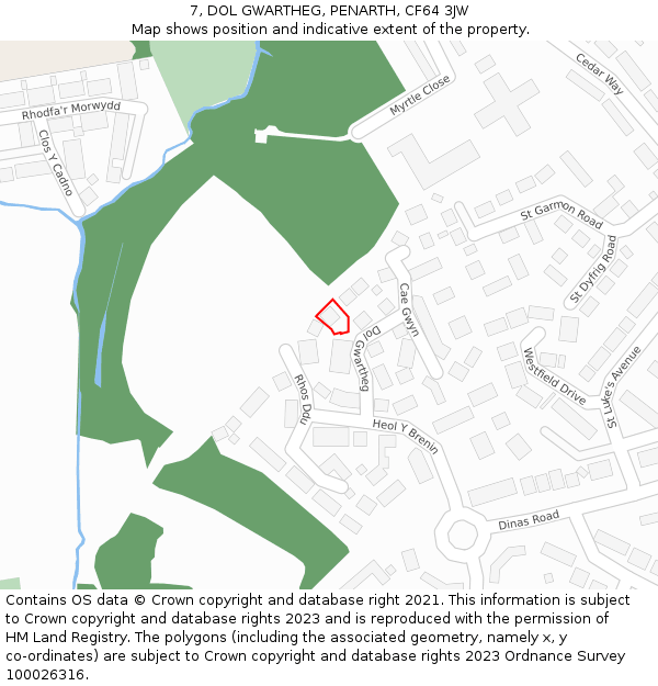 7, DOL GWARTHEG, PENARTH, CF64 3JW: Location map and indicative extent of plot