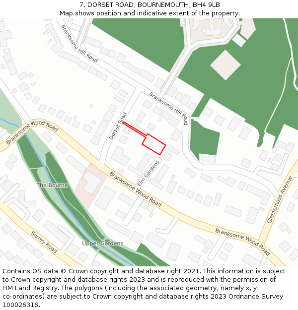 7, DORSET ROAD, BOURNEMOUTH, BH4 9LB: Location map and indicative extent of plot