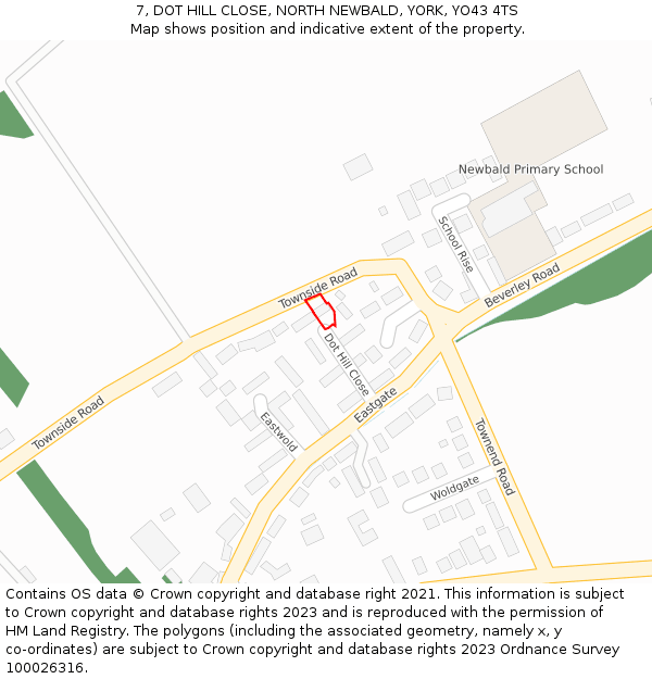 7, DOT HILL CLOSE, NORTH NEWBALD, YORK, YO43 4TS: Location map and indicative extent of plot