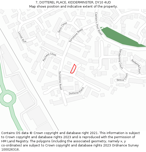 7, DOTTEREL PLACE, KIDDERMINSTER, DY10 4UD: Location map and indicative extent of plot