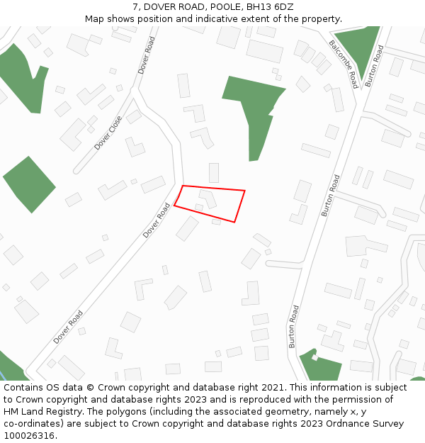 7, DOVER ROAD, POOLE, BH13 6DZ: Location map and indicative extent of plot