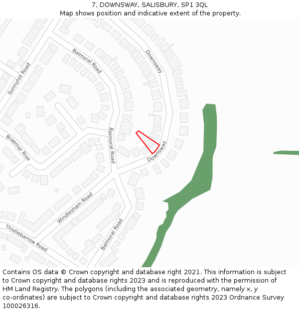 7, DOWNSWAY, SALISBURY, SP1 3QL: Location map and indicative extent of plot