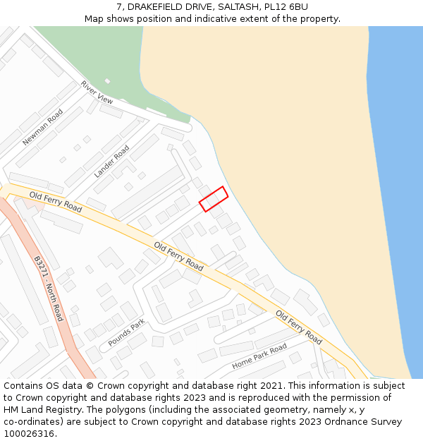 7, DRAKEFIELD DRIVE, SALTASH, PL12 6BU: Location map and indicative extent of plot