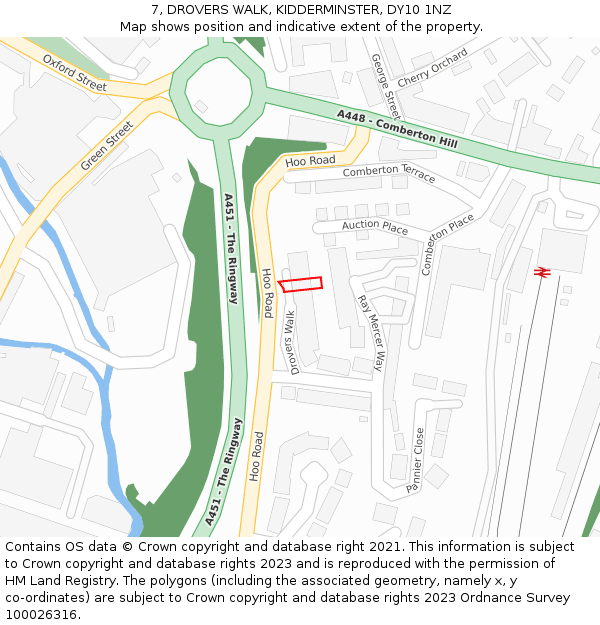 7, DROVERS WALK, KIDDERMINSTER, DY10 1NZ: Location map and indicative extent of plot